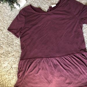 MOTE Maroon Tye Tee with ruffle. Size XXL